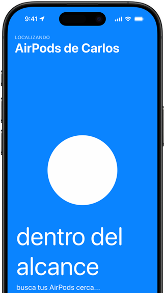 Un iPhone, se muestra la app Encontrar para los AirPods