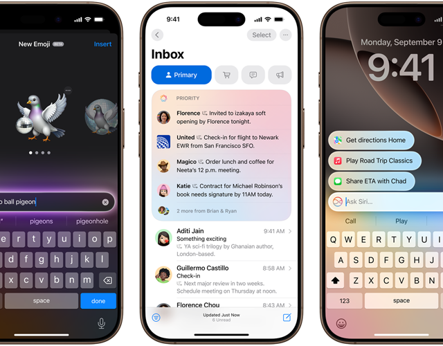 Capacidades de Apple Intelligence con Genmoji, Resumen y Escríbele a Siri en un iPhone 16 Pro