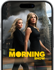La pantalla de un iPhone 17 muestra la serie The Morning Show de Apple TV+. 
