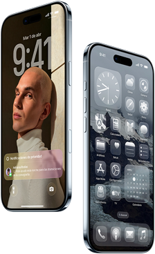 Dos dispositivos iPhone Air, parte frontal, parte lateral, perfil delgado, pantalla bloqueada, funcionalidad Inteligencia Visual en uso